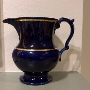 Staffordshire Cobalt Blue and Gold Serveware Pitcher